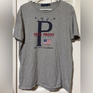 POLO RALPH LAUREN Men's L Yacht Ocean Challenge USA Slim Fit Tee T-Shirt GRAY